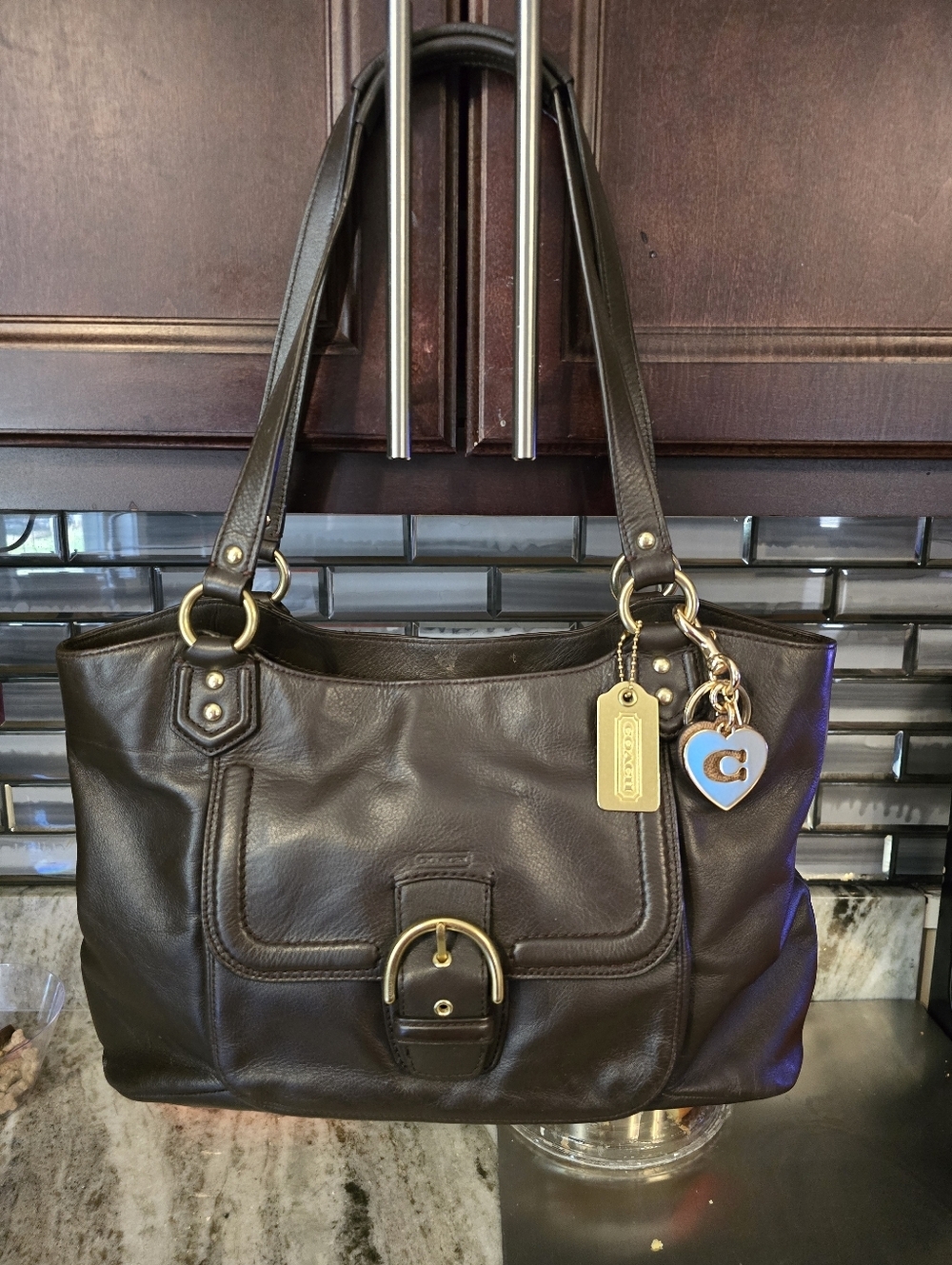 AuthenticCoach Brown Leather Tote with Gold Hardware and 2 Coach Hangtags - Picture 2 of 4